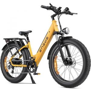 Velo Femme Electrique Vtc Engwe E26 St 26 Pouces Fat Bike De Ville Moteur 250w Autonomie 140km Double Suspension 48v16ah Jaune