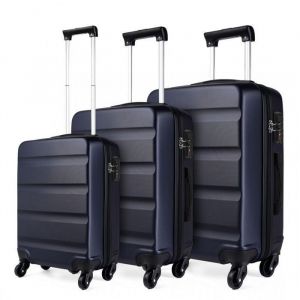 Set de 3 Valises Rigide Bagage (55+66+75cm) Rigide Légere à 4 roulettes Valises de Voyage avec Serrure à Combinaison, Marine