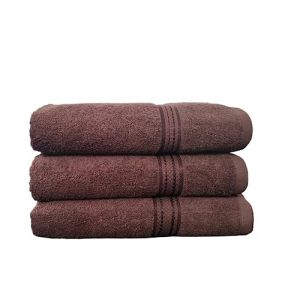 Image de Serviette De Bain 70X140 - Lot 3 Serviettes De Bain Coton Marron