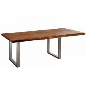 Massivmoebel24 - Table à manger extensible 160x100 Acacia laqué Noisette freeform 22 - marron