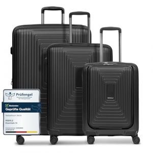 Redolz - Essentials 14 4 Rollen Kofferset 3-teilig mit Dehnfalte Koffer & Trolleys 1 ct Schwarz Herren (199.99 &euro; / 1 ct)