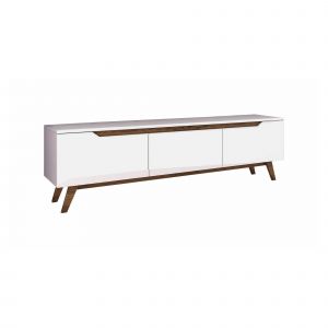 Meuble TV effet bois blanc, beige 180x35 cm