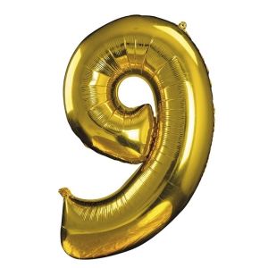 Ruedelafete Ballon alu mylar 30cm CHIFFRE 9, Or