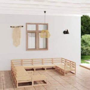 Image de VidaXL Salon de jardin minimaliste avec 12 pièces fabriqué en bois de pin clair Vida XL