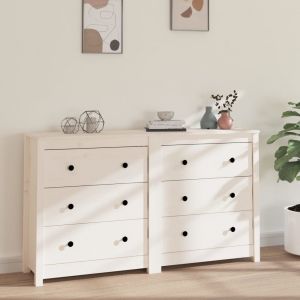 Image de VidaXL Buffet Blanc 140x35x80 cm Bois massif de pin