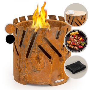 Blumfeldt Brasero Exterieur pour le Jardin et Terrasse, Brasero Grill Portable, Couverture Pluie, Bol en Acier, Brasero bbq Rond avec Foyer