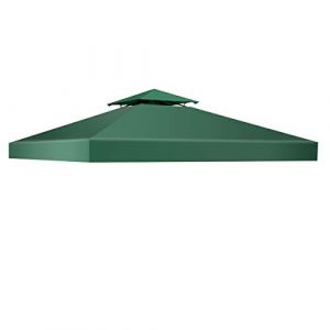 DREAMADE Toit de Rechange 3 X 3 M Toile pour Pavillon Tonnelle en Polyester Haute Densité avec Velcro, Beige/Vert Foncé/Rouge