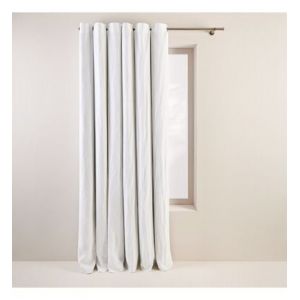 Rideau oeillets doublé occultant 140x345 cm Blanc pur en Lin
