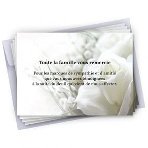 Cadeau Parfait Lot de 50 Cartes de remerciements d&eacute;c&egrave;s Rose Blanche 10x15 cm