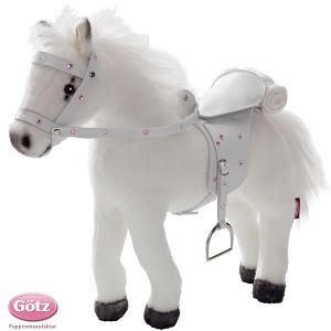 Gotz Peluche cheval avec bruitages, selle et harnais : Blanc ou Marron ou Halfinger