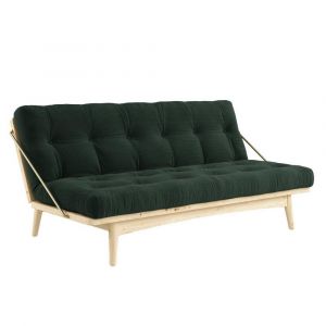 Inside75 Banquette futon folk en pin massif coloris algue couchage 130 x 190 cm. - vert