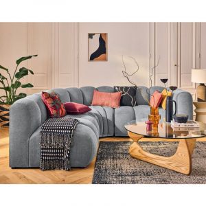 Debbie - canapé modulable d'angle gauche 4 places avec accoudoir en tissu texturé - gris