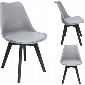 OSLO Chaise scandinave, plastique, éco-cuir gris