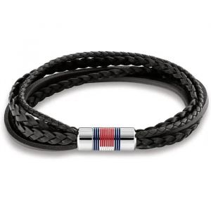 Tommy Hilfiger Jewelry Bracelet en Cuir Tress&eacute; pour Homme Couleur Noire - 2790426