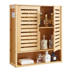 VEVOR Armoire Murale de Salle de Bain avec 2 Portes et &eacute;tag&egrave;re r&eacute;glable, Armoire &agrave; Pharmacie au-Dessus des Toilettes, Organisateur Suspendu avec &eacute;tag&egrave;res et cloison Ouverte pour buanderie, Cuisine