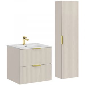 Meuble vasque &agrave; encastrer 60 cm + colonne - Georgia Cashmere - Livraison gratuite