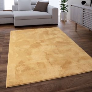 Paco Home Tapis Salon Adulte Poil Long Shaggy Lavable En Machine Moelleux Pelucheux Jaune 300x400 cm