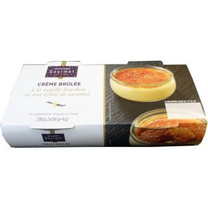 Monoprix gourmet Cr&egrave;me br&ucirc;l&eacute;e, &agrave; la vanille bourbon et aux &eacute;clats de caramel - Les 2 pots de 100g