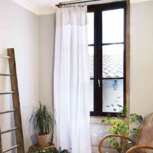 Terre de Nuit Rideau gaze de coton ajustable 140x300 cm blanc - Blanc