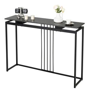 Table d'appoint Coast - Plateau en marbre artificiel - 120 x 30 x 90 cm - Noir