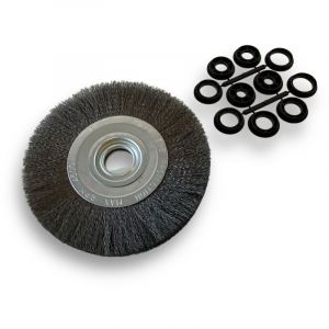 Kibros Brosse circulaire acier ø 200 mm Epaisseur 2 rangs Fil souple 0.20 mm ondulé Alésage 32 mm + réducteur bague 25/22/20/16/12 mm Touret meuleuse