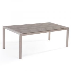 Image de Beliani Table de jardin en aluminium et bois synthétique gris 180 x 90 cm VERNIO -