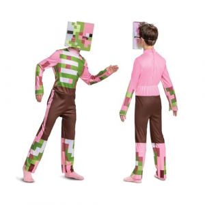 DISGUISE 108829L-15L Costume de zombie Pigman pour enfants, costume d'Halloween Minecraft pour gar&ccedil;on, multicolore