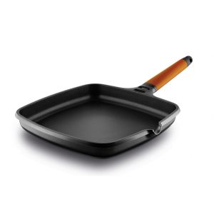 Castey Poêle carrée lisse 22x22cm antiadhésif, fonte d’aluminium, tous feux