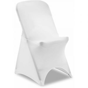 Housse pour chaise couvre chaise protege chaise extensible de mariage (tissu extensible, materiau : elasthanne, coloris : blanc, l