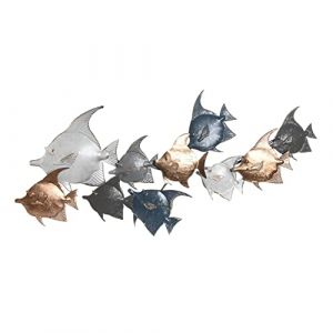 D&eacute;coration murale DKD Home Decor M&eacute;tal Multicouleur Poissons (90 x 5 x 37 cm)