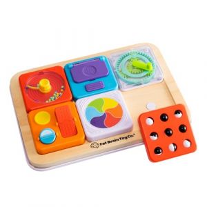 Fat Brain Toys PlayTab Essential Set, Tableau d’Activités Sensoriel Magnétique, Motricité Fine, Jouet Éducatif Bébé, Textures et Engrenages, dès 12 Mois