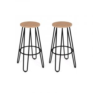 Idmarket Lot De 2 Tabourets De Bar Dublin Assise Ronde Design Industriel