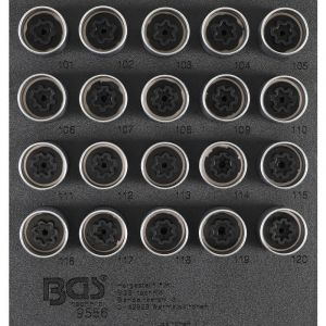 BGS Technic Insert de servante d'atelier 1/6 : Jeu d’outils pour écrous antivol pour Vauxhall (type A) | 20 pièces