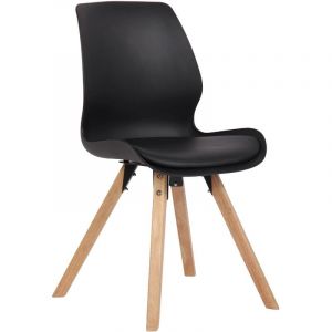 CLP Chaise de salle à manger Luna avec pieds en bois, Noir /Plastique
