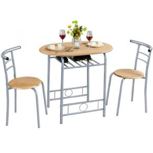 Ensemble Table et 2 Chaises MDF avec Porte bouteilles