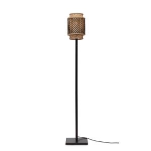 Image de Good & Mojo Lampadaire bambou BHUTAN abat-jour bambou naturel/noir base naturelle Ø18 x 35 cm, h. 45cm Noir - Couleur Noir - Taille 8-10 ans