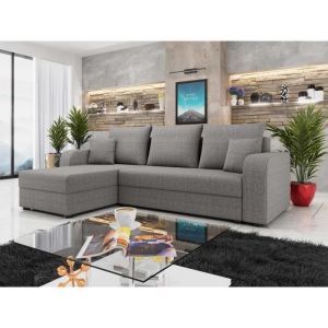 Harvey - canapé d'angle réversible - 4 places - convertible avec coffre - en tissu - gris clair - Gris clair