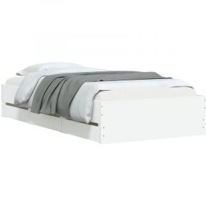 VidaXL Cadre De Lit Avec Tiroirs Blanc 100x200 Cm Bois D'ing&eacute;nierie