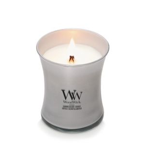 Woodwick Bougie parfumée avec mèche crépitante | Bougie moyenne en forme de sablier Côtes scintillantes | Bougies à longue durée de combustion : Jusqu'à 60 heures | Cadeaux parfaits pour les femmes
