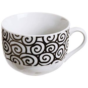 Excèlsa Tasse en Porcelaine Magic Black Jumbo, Multicolore, Motifs Assortis, 1 Pièce