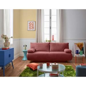 Cristal - canapé 3 places - convertible avec coffre - en velours texturé - rose
