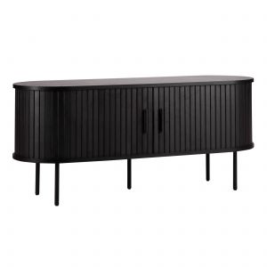 Oviala Meuble tv en mélaminé et acier 120 cm noir