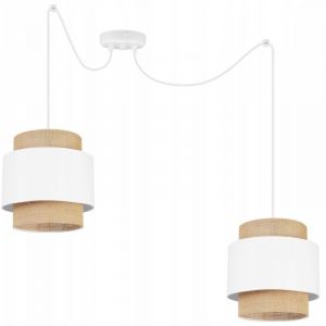 Light-Home Boho Spider Abat Jour Suspension Luminaire Lustre - Moderne Plafond - E27 - À 2 Lumières - Blanc et Jute