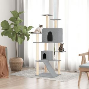 VidaXL Arbre à chat avec griffoirs en sisal Gris clair 153 cm Gris clair