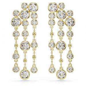 Swarovski Pendants d'oreilles Imber, Taille ronde, Chandelier, Blanches, Placage de ton or