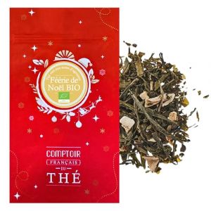 100g deTh&eacute; Vert de No&euml;l aux Notes d&rsquo;Orange et de Mandarine - sachet refermable F&eacute;&eacute;rie de No&euml;l COMPTOIR FRAN&Ccedil;AIS DU TH&Eacute;