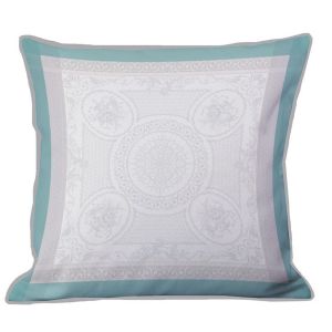 Image de Garnier Thiebaut Housse de coussin pur coton gris Jardin de la reine Bleu Garnier-thiebaut