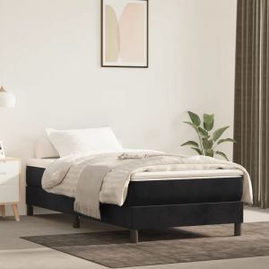 VidaXL Lit à sommier tapissier et matelas Noir 80x200 cm Velours - Noir