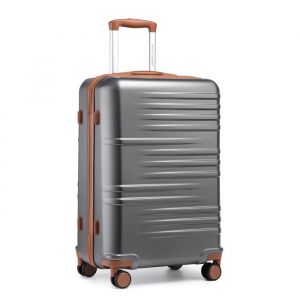 Valise Cabine Bagages Cabine 54cm Valise Rigide Trolley Ultra Légère en ABS+PC Valise de Voyage avec roulettes et Serrure TSA Gris