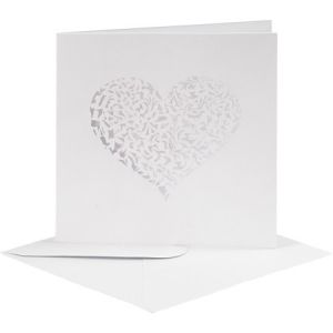 Creotime Carte Et Enveloppe, Blanc, Dimension Carte 13,5X13,5 Cm, Dimension Enveloppes 14,5X14,5 Cm, 5Sets